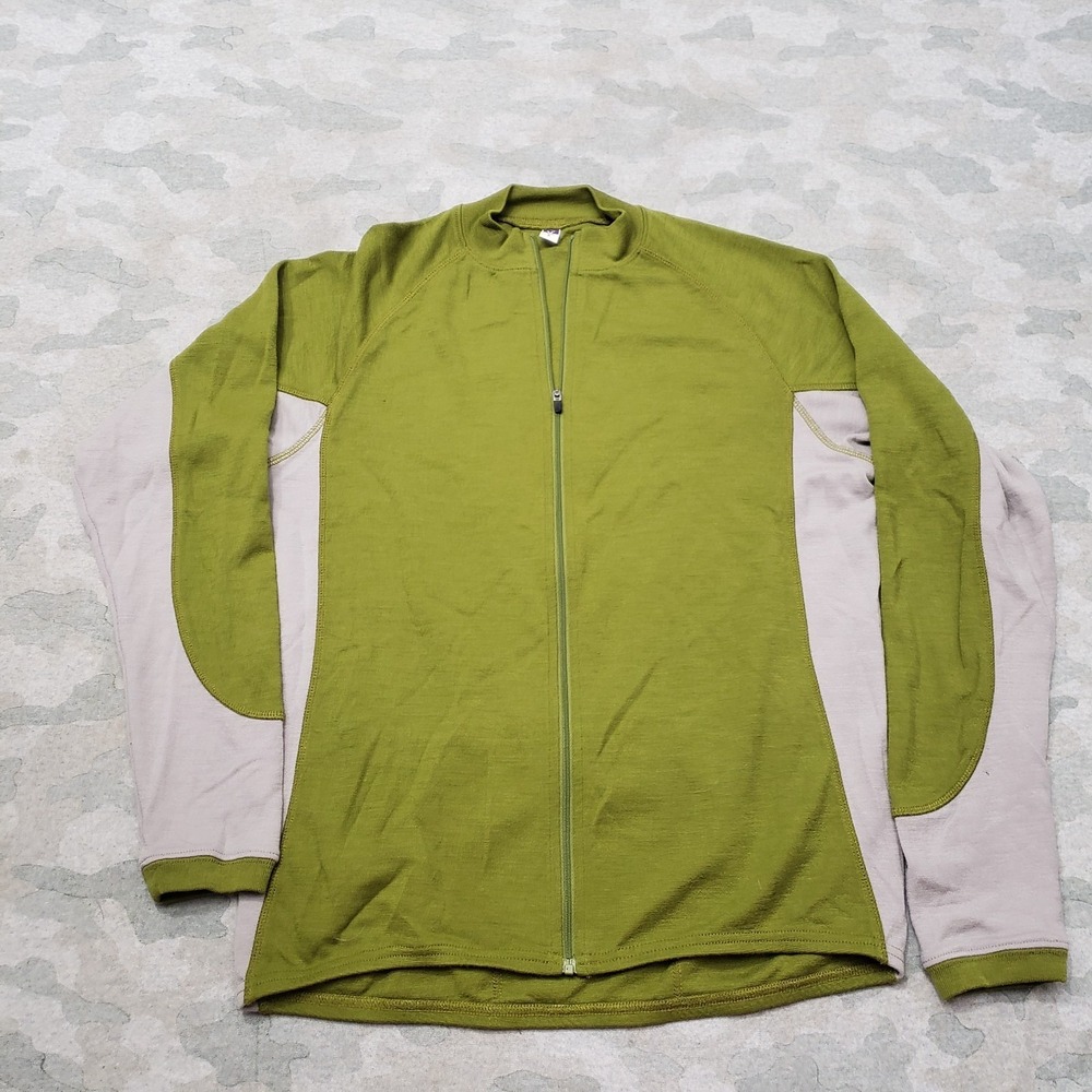 Ibex Sweatshirt Mens Large Green Full Zip Merino Wool Outdoors Gorpcore Hiking